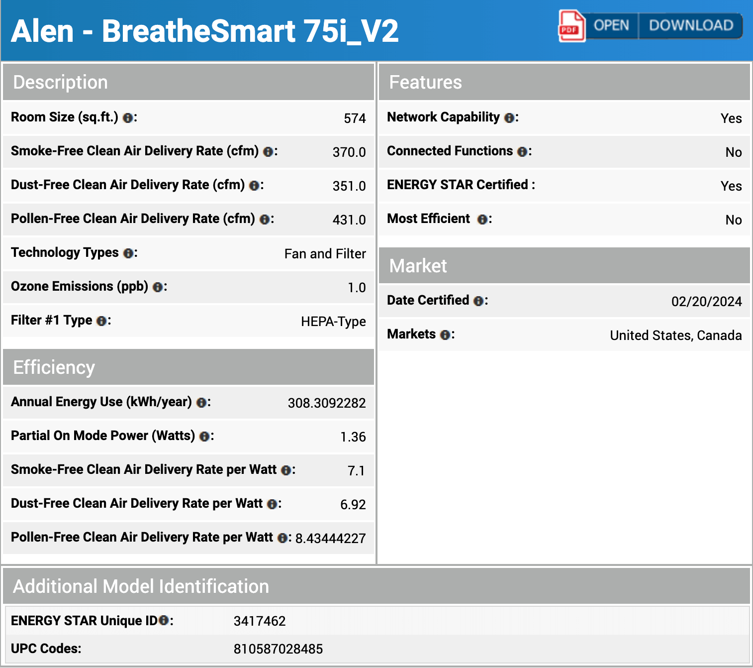 Alen-BreatheSmart-75i-V2-AHAM Alen BreatheSmart 75i V2 AHAM