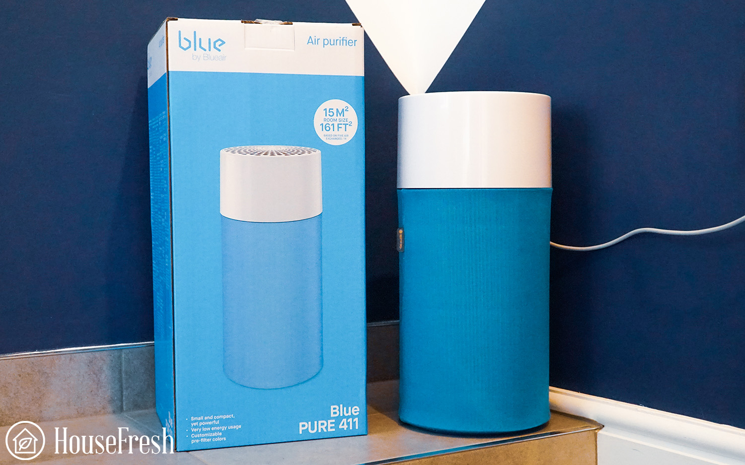 Blue air purifier 411 store red light