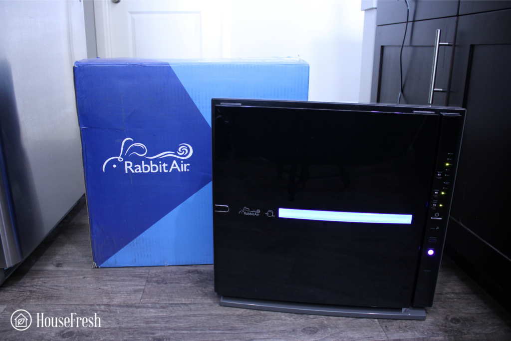 Rabbit Air MinusA2 alongside its box